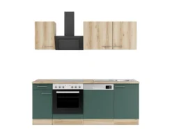 Optifit Küchenzeile KPLS 2179-9+ Liv.290/Sav.405 Wildeiche Nb./Steingrün 210cm