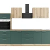 Optifit Küchenzeile KPLS 2789-9+ Liv.290/Sav.405 Wildeiche Nb./Steingrün 270cm
