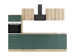 Optifit Küchenzeile KPLS 2789-9+ Liv.290/Sav.405 Wildeiche Nb./Steingrün 270cm