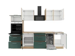 Optifit Küchenzeile KPLS 2789-9+ Liv.290/Sav.405 Wildeiche Nb./Steingrün 270cm