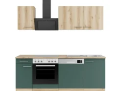 Optifit Küchenzeile KPLS2179OE-9+ Li/Sav o. E-Ger. Wildeiche Nb./Steingr. 210 cm