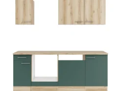 Optifit Küchenzeile KPLS2179OE-9+ Li/Sav o. E-Ger. Wildeiche Nb./Steingr. 210 cm