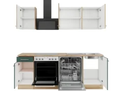 Optifit Küchenzeile KPLS2179OE-9+ Li/Sav o. E-Ger. Wildeiche Nb./Steingr. 210 cm