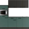 Optifit Küchenzeile KPMV 2181-9+ Madrid420/Verona405 Anthrazit/ Steingrün 210 cm