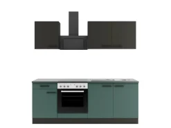 Optifit Küchenzeile KPMV 2136-9+ Madrid420/Verona405 Anthrazit/ Steingrün 210 cm