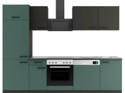 Optifit Küchenzeile KPMV 2702-9+ Madrid420/Verona405 Anthrazit/ Steingrün 270 cm