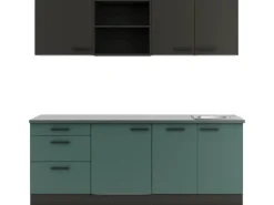 Optifit Küchenzeile KPMV 2199R-9+ Madrid420/Verona405 Anthrazit/Steingrün 210 cm