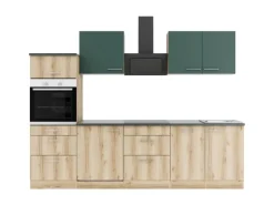 Optifit Küchenzeile KPSL 2789-9+ Sav.405/Liv.290 Steingrün/Wildeiche Nb. 270cm