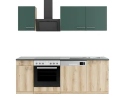 Optifit Küchenzeile KPSL 2179-9+ Sav.405/Liv.290 Steingrün/Wildeiche Nb. 210cm