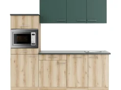 Optifit Küchenzeile KPSL 2181-9+ Sav.405/Liv.290 Steingrün/Wildeiche Nb. 210cm