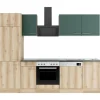 Optifit Küchenzeile KPSL 2702-9+ Sav.405/Liv.290 Steingrün/Wildeiche Nb. 270cm