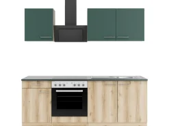 Optifit Küchenzeile KPSL 2136OE-9+ Sav/Li o. E-Ger. Steingr./Wildeiche Nb. 210cm