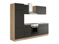 Optifit Küchenzeile OPTIkombi Noah420 mit E-Geräten 270 cm Anthrazit/Wildeiche