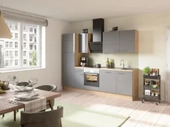 Optifit Küchenzeile Optikoncept Jonte 270 cm Anthrazit-Wildeiche Nachb.