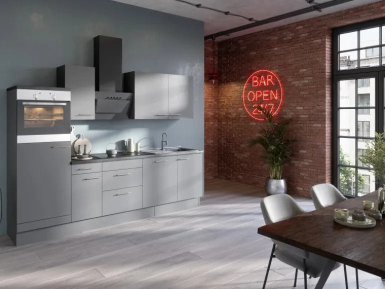 Optifit Küchenzeile Optikoncept Mats ohne E-Geräte 270 cm Basaltgrau