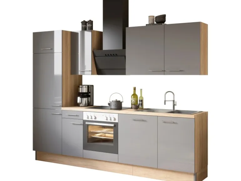 Optifit Küchenzeile Optikoncept Jonte ohne E-Geräte 270 cm Anthrazit-Wildeiche