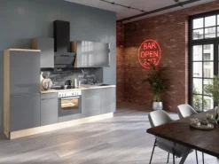 Optifit Küchenzeile Optikoncept Linus 270 cm Anthrazit-Wildeiche Nachb.