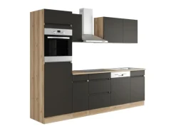 Optifit Küchenzeile OPTIkombi Noah420 mit E-Geräten 270 cm Anthrazit/Wildeiche