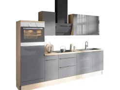 Optifit Küchenzeile Optikoncept Linus ohne E-Geräte 270 cm Anthrazit-Wildeiche