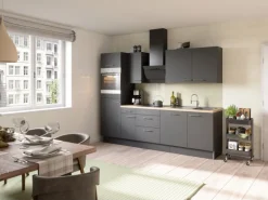 Optifit Küchenzeile Optikoncept Ingvar ohne E-Geräte 270 cm Anthrazit