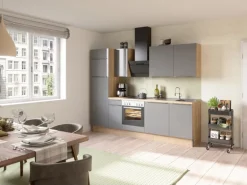 Optifit Küchenzeile Optikoncept Linus 270 cm Anthrazit-Wildeiche Nachb.