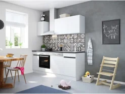 Optifit Küchenzeile OPTIkombi Luca932 mit E-Geräten 210 cm Breite Weiß