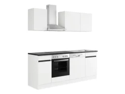 Optifit Küchenzeile OPTIkombi Luca932 mit E-Geräten 210 cm Breite Weiß