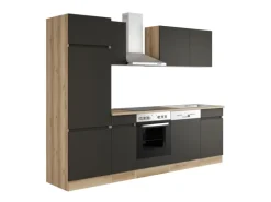 Optifit Küchenzeile OPTIkombi Noah420 mit E-Geräten 270 cm Anthrazit/Wildeiche