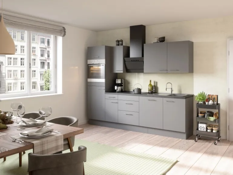 Optifit Küchenzeile Optikoncept Mats ohne E-Geräte 270 cm Basaltgrau