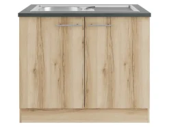 OPTIFIT Livorno290 Küchen-Spülenunterschrank 100 cm Wildeiche Nachbildung