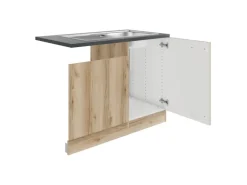 OPTIFIT Livorno290 Küchen-Spülenunterschrank Wildeiche Nachbildung