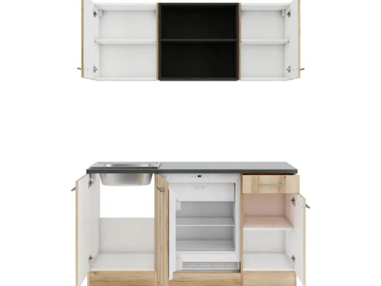 OPTIFIT Livorno290 Miniküche 150 cm Wildeiche Nachbildung