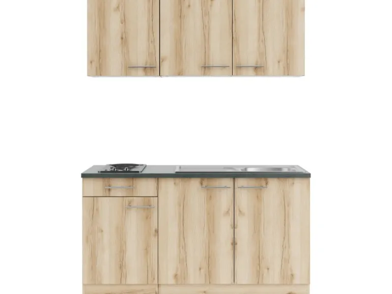 OPTIFIT Livorno290 Miniküche 150 cm Wildeiche Nachbildung