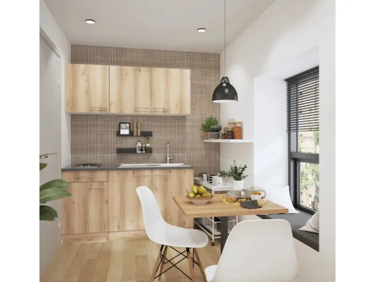 OPTIFIT Livorno290 Miniküche 150 cm Wildeiche Nachbildung