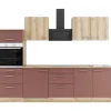 OPTIFIT Livorno290/Bari407 Küchenzeile 270 cm Wildeiche Nachbildung / Rostrot