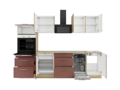 OPTIFIT Livorno290/Bari407 Küchenzeile 270 cm Wildeiche Nachbildung / Rostrot