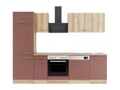OPTIFIT Livorno290/Bari407 Küchenzeile 270 cm Wildeiche Nachbildung / Rostrot