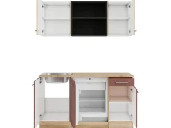 OPTIFIT Livorno290/Bari407 Miniküche 150 cm Wildeiche Nachbildung / Rostrot