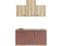 OPTIFIT Livorno290/Bari407 Miniküche 150 cm Wildeiche Nachbildung / Rostrot
