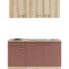 OPTIFIT Livorno290/Bari407 Miniküche 150 cm Wildeiche Nachbildung / Rostrot