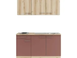 OPTIFIT Livorno290/Bari407 Miniküche 150 cm Wildeiche Nachbildung / Rostrot