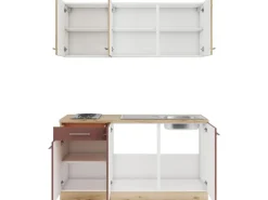 OPTIFIT Livorno290/Bari407 Miniküche 150 cm Wildeiche Nachbildung / Rostrot