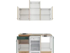 OPTIFIT Livorno290/Savona405 Miniküche 150 cm Wildeiche Nachbildung / Steingrün