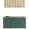 OPTIFIT Livorno290/Savona405 Miniküche 150 cm Wildeiche Nachbildung / Steingrün