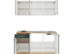 OPTIFIT Livorno290/Savona405 Miniküche 150 cm Wildeiche Nachbildung / Steingrün