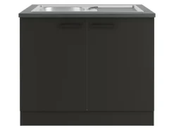 OPTIFIT Madrid420 Küchen-Spülenunterschrank 100 cm Anthrazit Matt