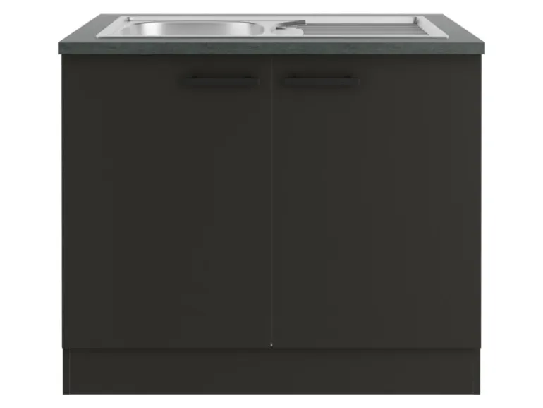 OPTIFIT Madrid420 Küchen-Spülenunterschrank 100 cm Anthrazit Matt