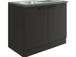 OPTIFIT Madrid420 Küchen-Spülenunterschrank 100 cm Anthrazit Matt