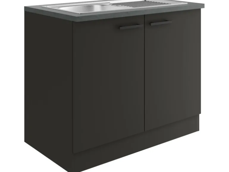 OPTIFIT Madrid420 Küchen-Spülenunterschrank 100 cm Anthrazit Matt