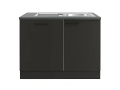 OPTIFIT Madrid420 Küchen-Spülenschrank-Set Anthrazit Matt